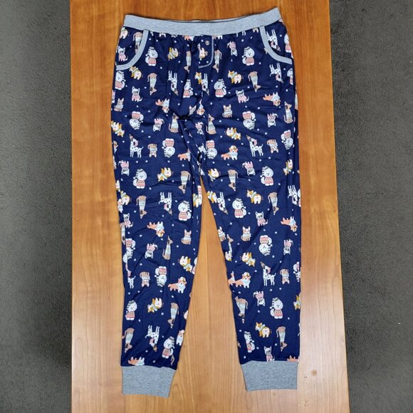 Cuddl Duds Holiday Dogs Print 2 Pc Navy Pajama Set With Pockets - M - Picture 5 of 12